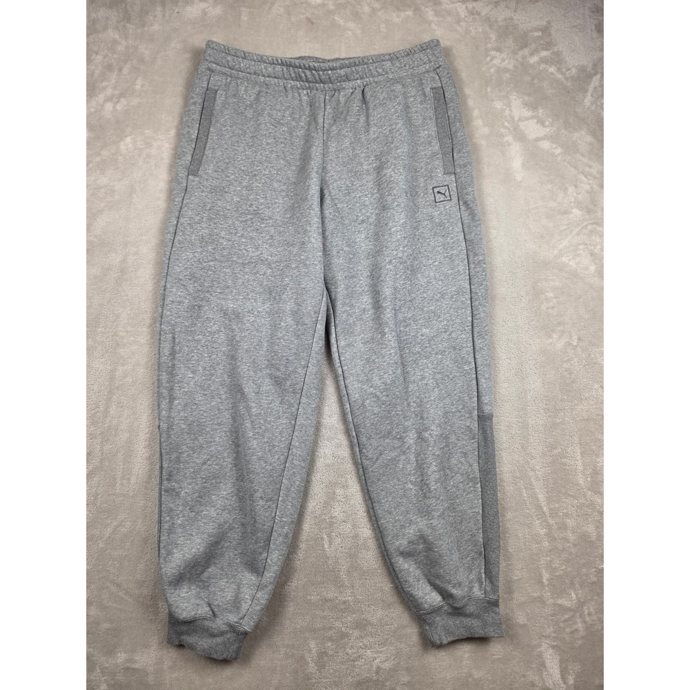 Puma Sweatpants Mens XL Gray Fleece Lined Joggers Elastic Waist‎ Pockets